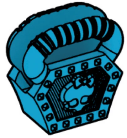 Figure, accessory: handbag, two handles with skull emblemm in Blue, Rich Sky