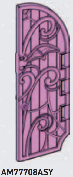 Door 6 x 10 x 1 arched with embossed bat motif in Mauve