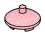 Plate 2 x 2 with rounded bottom and descending pin beneath in Pink, Pale