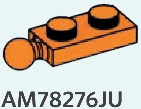 Plate 1 x 2 with ball joint on end, small in Orange, Smoky