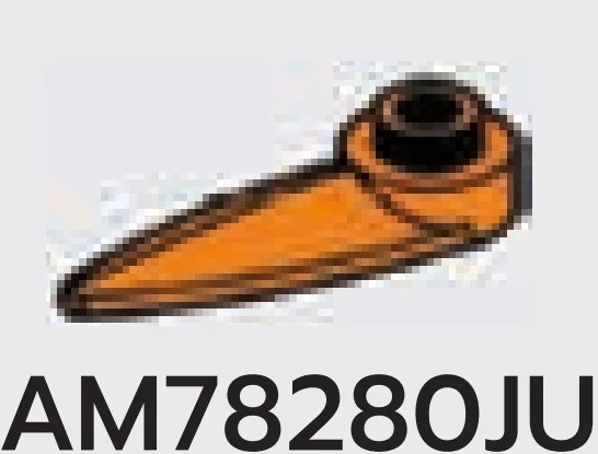 Plate 1 x 1 round with hole and long pointed blade in Orange, Smoky