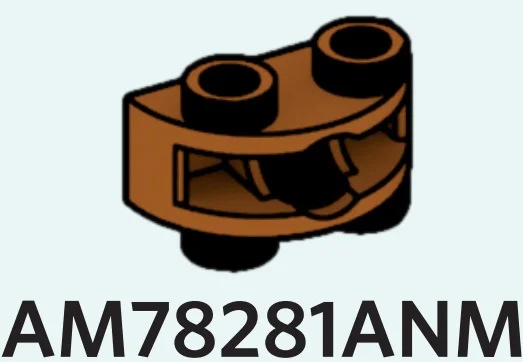 Brick 1 x 2 half-round, two-thirds height with ball joint socket
