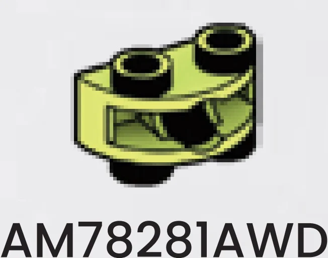 Brick 1 x 2 half-round, two-thirds height with ball joint socket