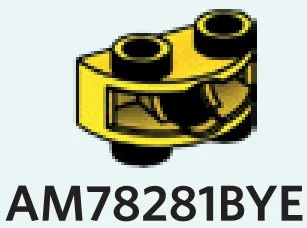 Brick 1 x 2 half-round, two-thirds height with ball joint socket in Yellow, Lemon