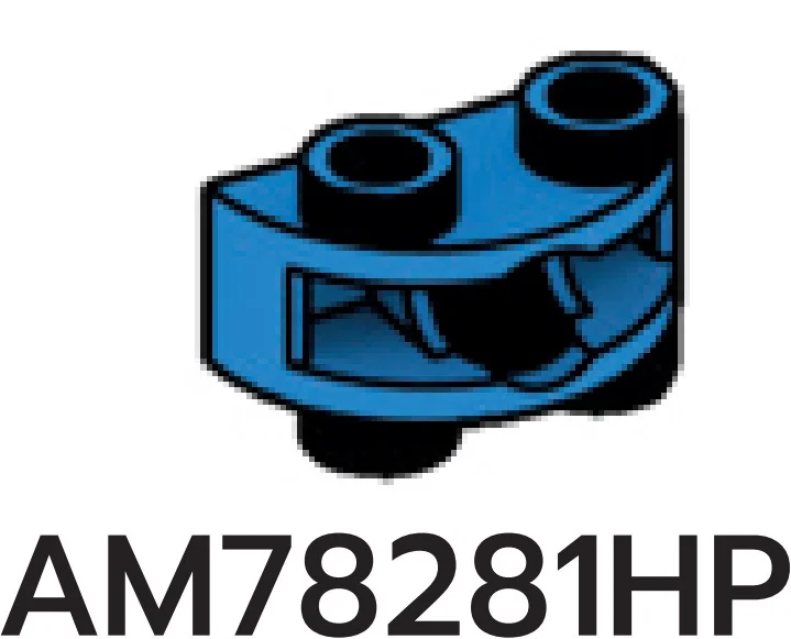 Brick 1 x 2 half-round, two-thirds height with ball joint socket in Blue, Spanish