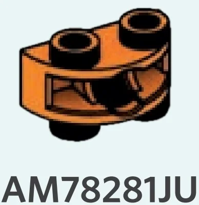 Brick 1 x 2 half-round, two-thirds height with ball joint socket in Orange, Smoky