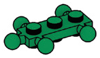 Plate 1 x 3 studs on top and bottom and five ball joints in Green, Forest