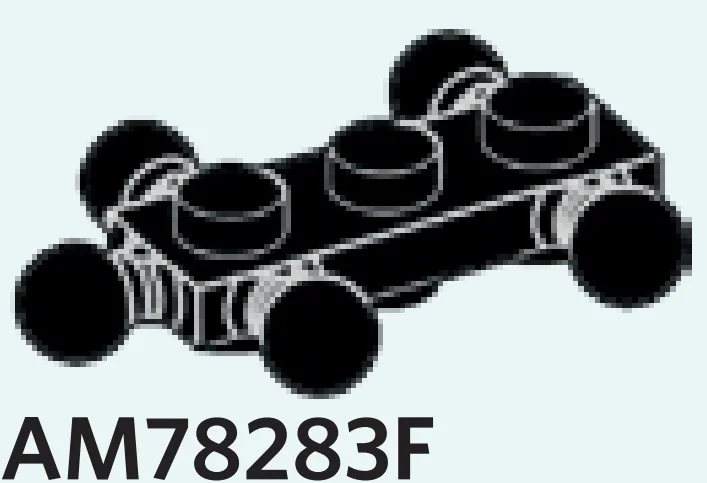 Plate 1 x 3 studs on top and bottom and five ball joints in Black