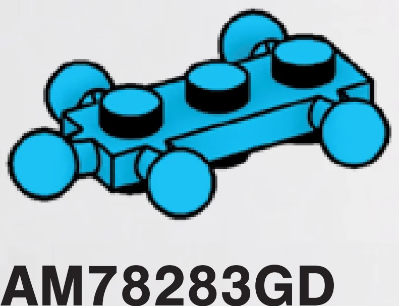 Plate 1 x 3 studs on top and bottom and five ball joints in Blue, Rich Sky