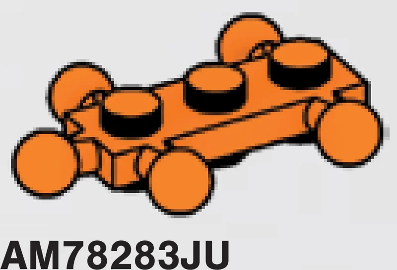 Plate 1 x 3 studs on top and bottom and five ball joints in Orange, Smoky
