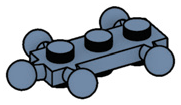 Plate 1 x 3 studs on top and bottom and five ball joints in Blue, Faded Denim