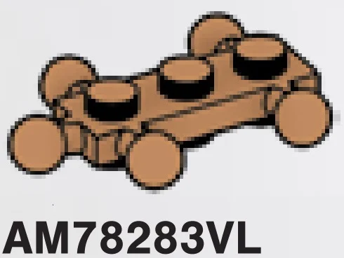 Plate 1 x 3 studs on top and bottom and five ball joints in Brown, Light Nougat