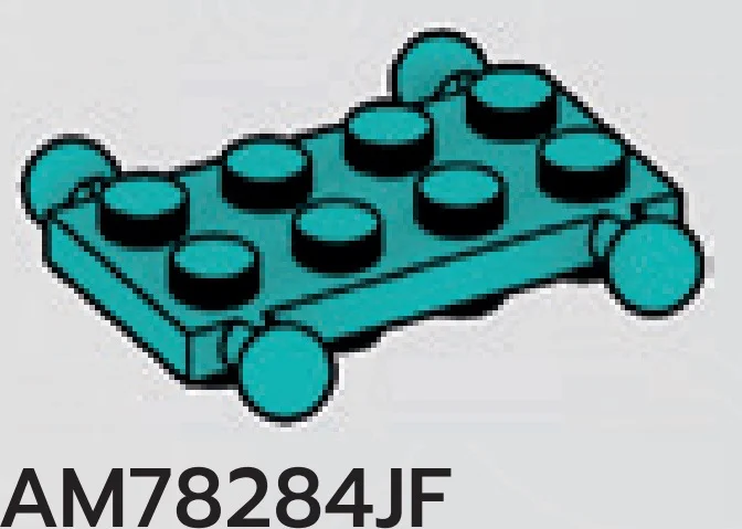 Plate 2 x 4 studs on top & bottom, small ball joints on sides in Blue, Robin's Egg