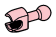 Connector: ball socket & ball joint on small shaft in Pink, Pale