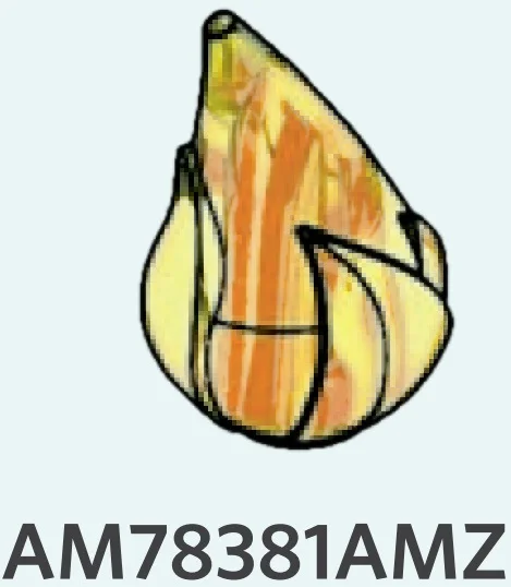 Scenery piece: flame, medium plume on single stud mounting in Orange, Amber (Translucent)