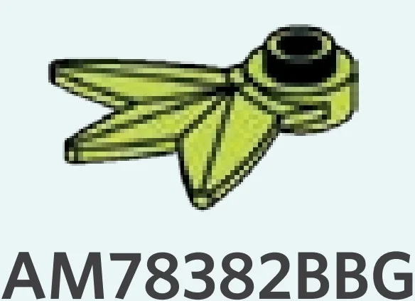 Plate 1 x 1 round with hole and three protruding blades in Green, Spring
