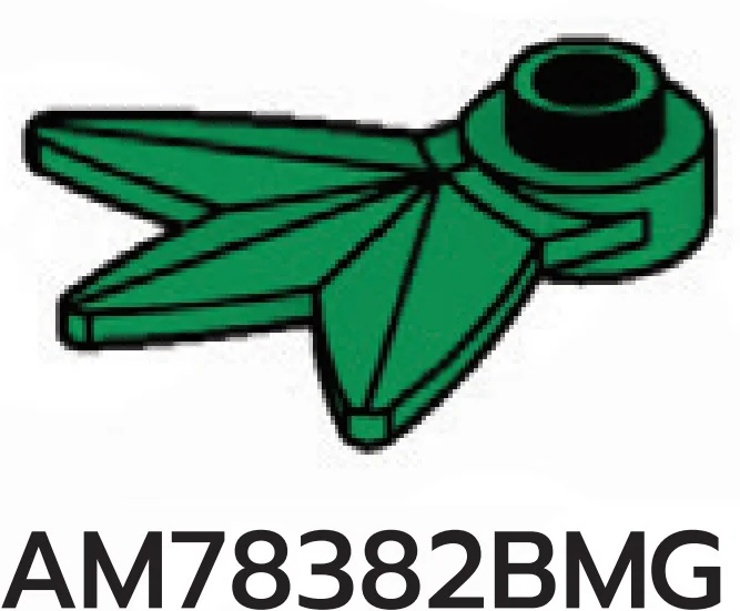 Plate 1 x 1 round with hole and three protruding blades in Green, Forest