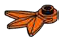 Plate 1 x 1 round with hole and three protruding blades in Orange, Smoky