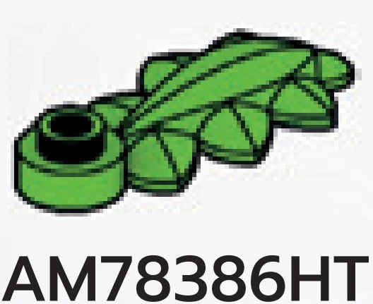 Foliage: single leaf with 7 smaller leaves on 1 x 1 round plate in Green, Soft Grass
