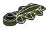 Foliage: single leaf with 7 smaller leaves on 1 x 1 round plate in Dark Green, Military