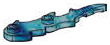 Plate 2 x 6 rippled flame with two studs in Blue, Swirled with White (Translucent)