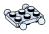 Plate 2 x 3 studs on top & bottom, small ball joints on sides in Gray, Pale Blue