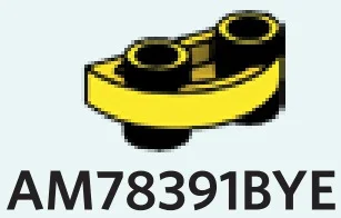 Plate 1 x 2 half-round Connector: male:male in Yellow, Lemon