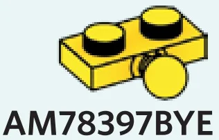 Plate 1 x 2 w/ Ball Joint in Yellow, Lemon