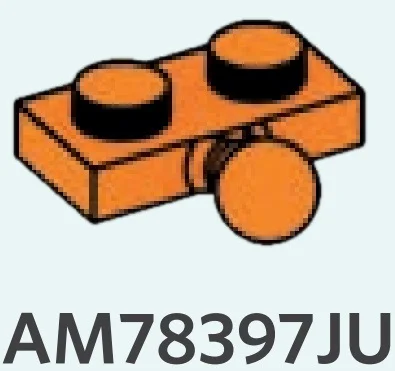 Plate 1 x 2 w/ Ball Joint in Orange, Smoky