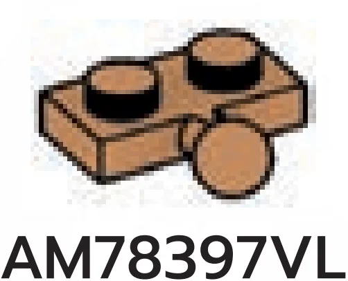 Plate 1 x 2 w/ Ball Joint in Brown, Light Nougat