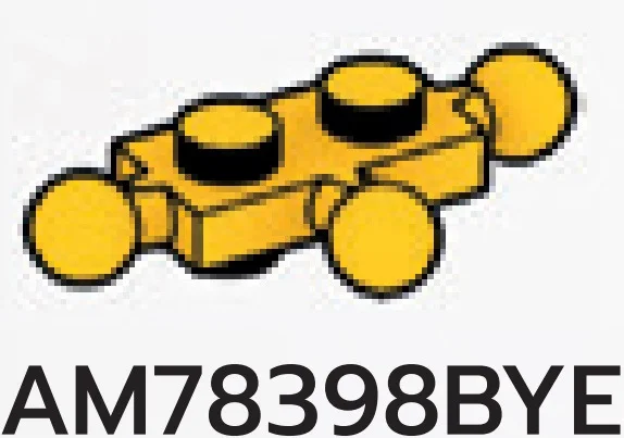 Plate 1 x 2 studs on top & bottom, small ball joints on 3 side in Yellow, Lemon