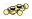 Plate 1 x 2 studs on top & bottom, small ball joints on 3 side in Yellow, Pastel