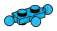 Plate 1 x 2 studs on top & bottom, small ball joints on 3 side in Blue, Rich Sky