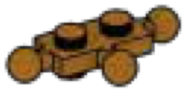 Plate 1 x 2 studs on top & bottom, small ball joints on 3 side in Brown, Caramel