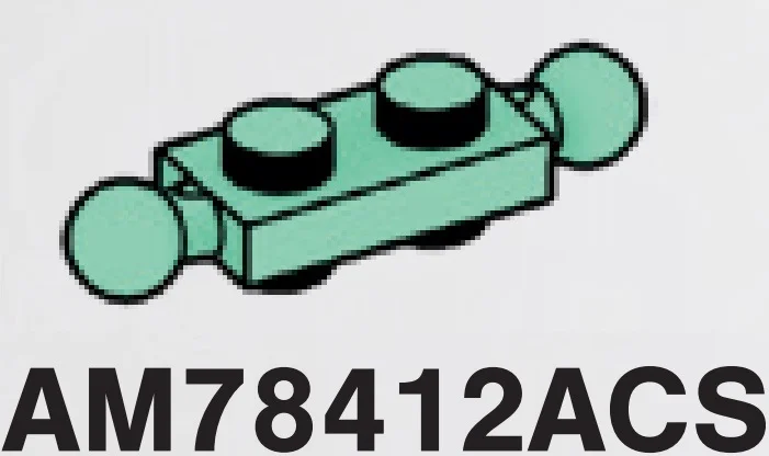 Plate 1 x 2 studs on top & bottom, medium ball joints on ends