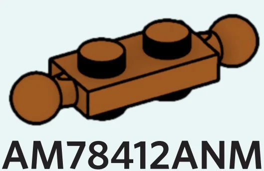 Plate 1 x 2 studs on top & bottom, medium ball joints on ends in Brown, Golden