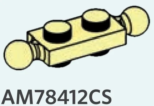 Plate 1 x 2 studs on top & bottom, medium ball joints on ends in Yellow, Pastel