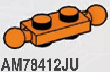 Plate 1 x 2 studs on top & bottom, medium ball joints on ends in Orange, Smoky