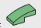 Brick 1 x 1 x 2 two-thirds height with curved slope in Green, Dark (Camo)