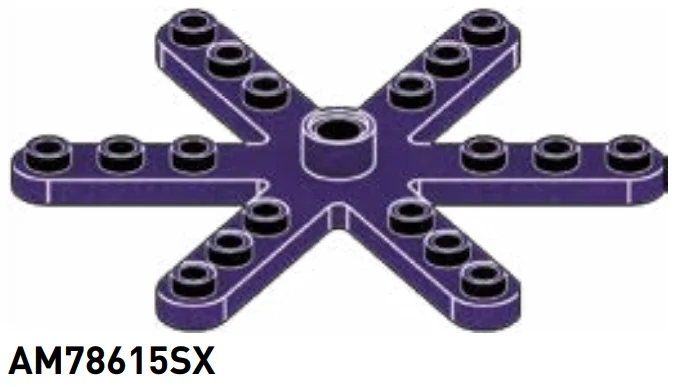 Wheel, Ferris: central pivoting hub with six spokes in Purple, Byzantium (Metallic)