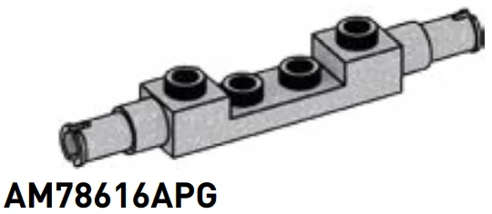 Brick 1 x 4 two-thirds height with axles & recessed center in Gray, Steel