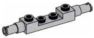 Brick 1 x 4 two-thirds height with axles & recessed center in Gray, Steel