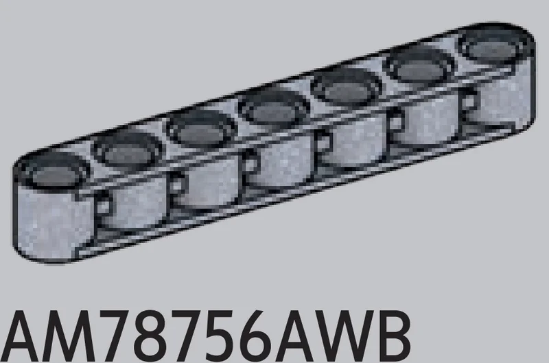 Connector: Liftarm Thick 1 x 7 in Gray, Medium (Metallic)