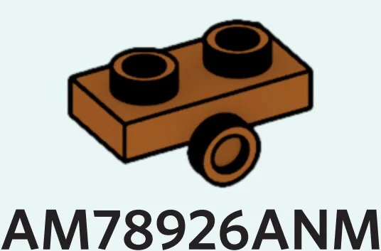 Bracket Plate 1 x 2 with one stud on side in Brown, Golden