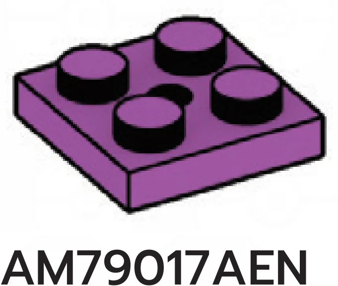 Plate 2 x 2 round with small descending socket beneath in Magenta, Rich