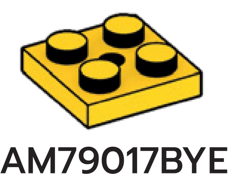 Plate 2 x 2 round with small descending socket beneath in Yellow, Lemon