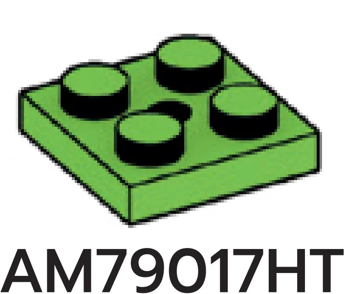 Plate 2 x 2 round with small descending socket beneath in Green, Soft Grass
