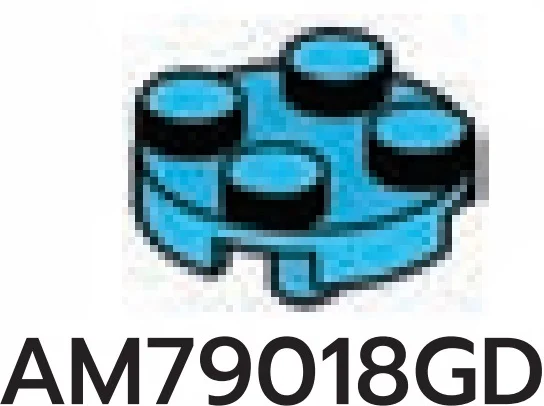 Plate 2 x 2 round with descending peg in Blue, Rich Sky