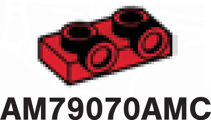 Bracket Plate 1 x 2 with two studs on side, ascending in Red, Flame