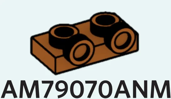 Bracket Plate 1 x 2 with two studs on side, ascending in Brown, Golden